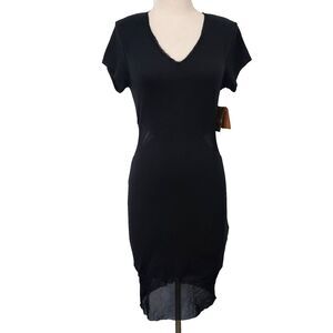 RACHEL Rachel Roy Dress Black Mesh Stretch Womens Size Large Short Sleeve NWT